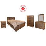 Pine Bookcase Headboard + Storage Drawers Bedroom Suite