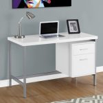 Computer Desk - White / Silver Metal - Monarch Specialties Inc.-Floor Model