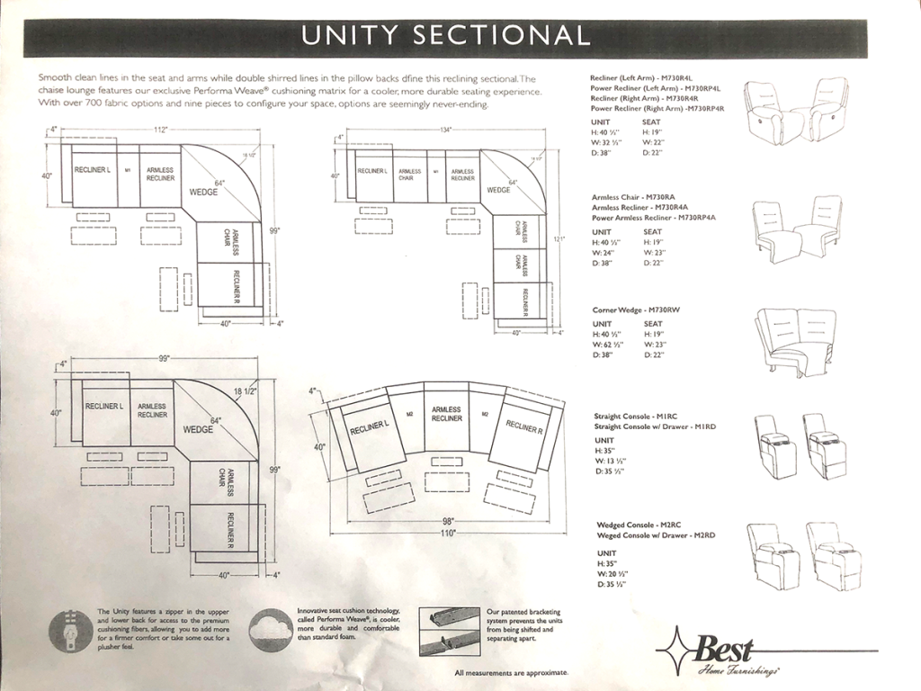 Best Home Furnishings Unity Reclining Sectional Power Version