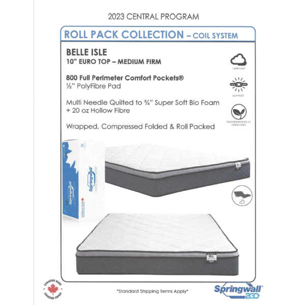 Springwall Belle Isle Euro Top Roll Packed Queen Mattress Hudsons of