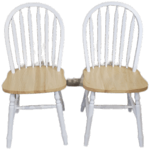 Natural & White Finish Arrow Back Chairs- One Pair Left