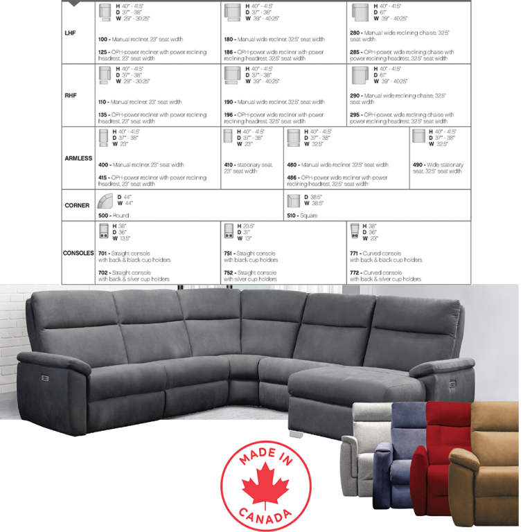 Elran Art of Options 4000 Custom Reclining Sectional Fabric, Leather