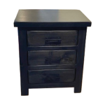 Ajaco Rustic Pine Wood 3 Drawer Night Stand -Floor Model in Ebony Finish