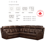 Elran 4047 Chloe Reclining Sectional - Available in Fabric, Leather Match, and Genuine Leather