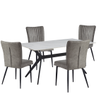 Sintered Stone Top Table with Grey-Brown Side Chairs 5 Piece Dining Set 5916-63DT / 5915GBS