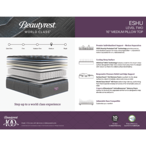 Beautyrest World Class Eshu 16" Medium Pillow Top Mattress