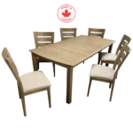 Solid Ash 40" x 78" Dining Table w/ 18" Leaf + 6 Solid Ash Dining Chairs - Complete Set for One Low Price